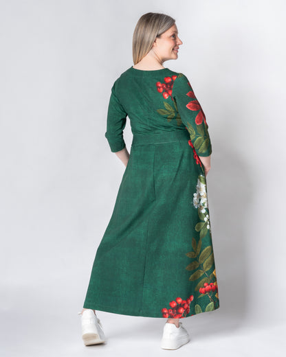 UNELMA dress, Giant pihlaja - emerald