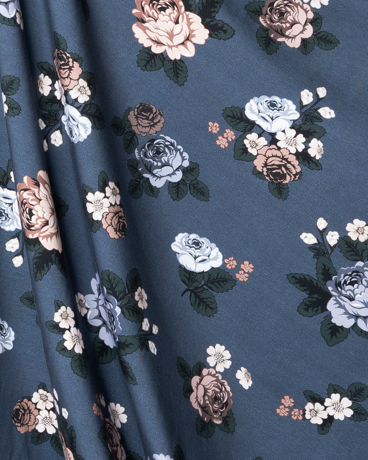 French terry, Babushka Roses - blueberry