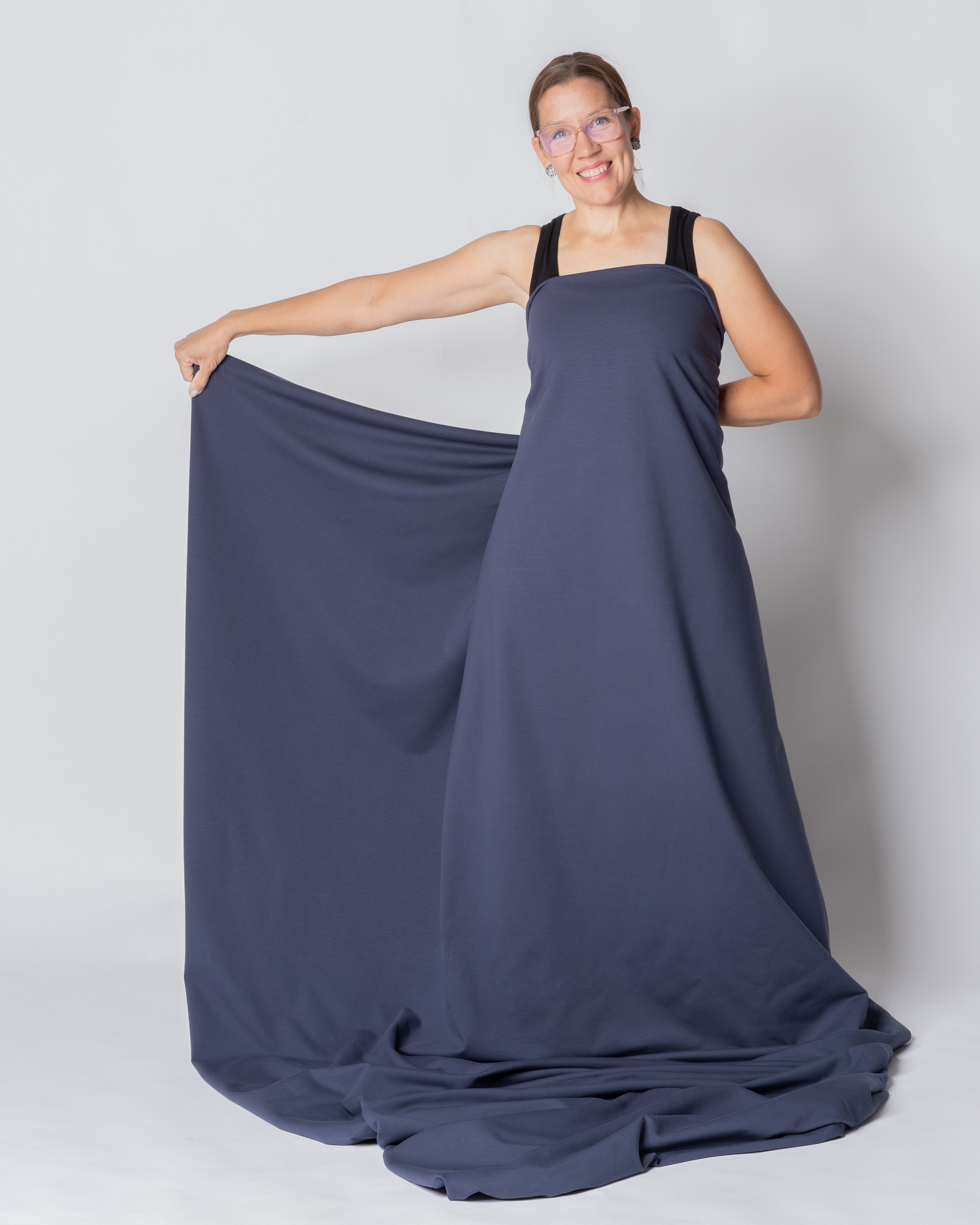 French terry brushed - wide, denim blue