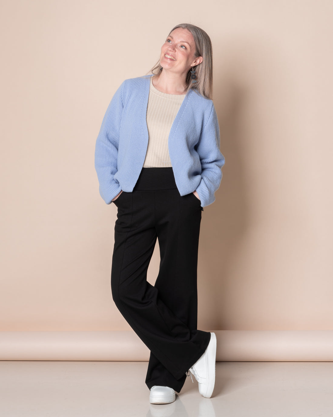 NEULE cardigan - merino, light blue