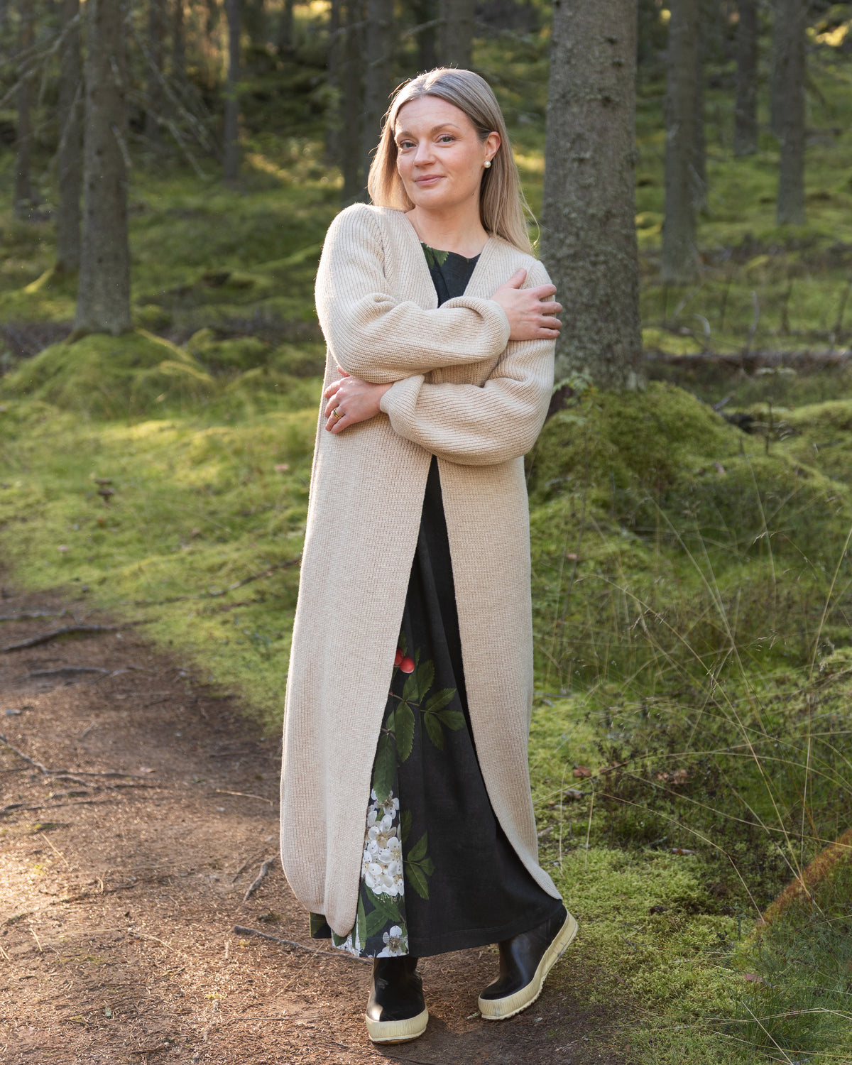 MAXI cardigan - merino wool, light sand