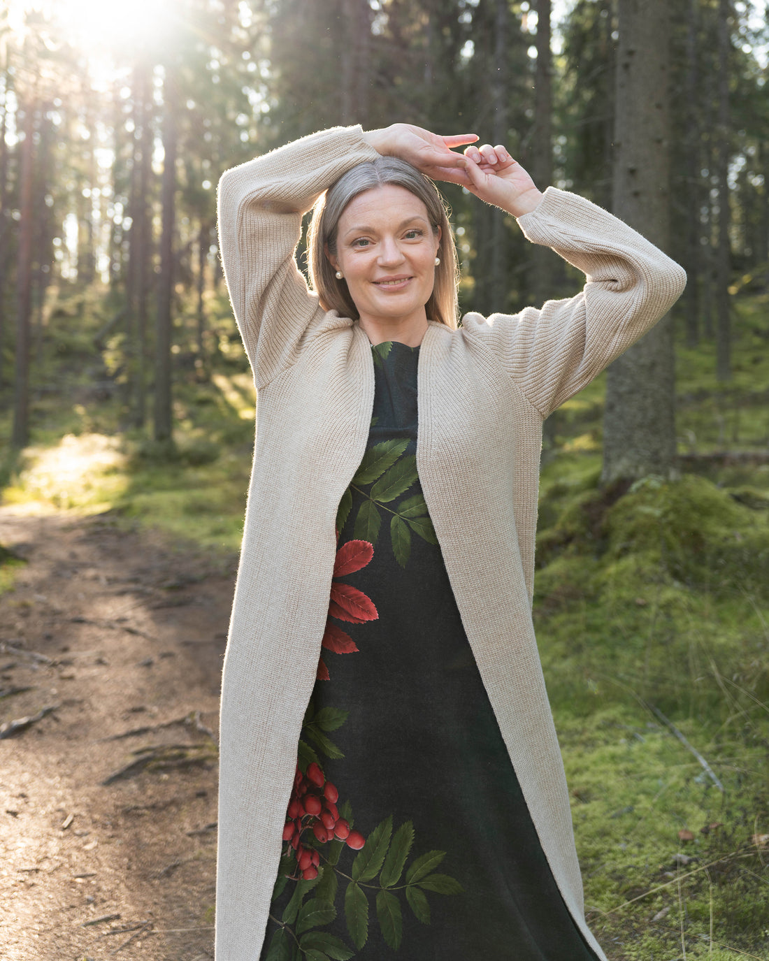 MAXI cardigan - merino wool, light sand