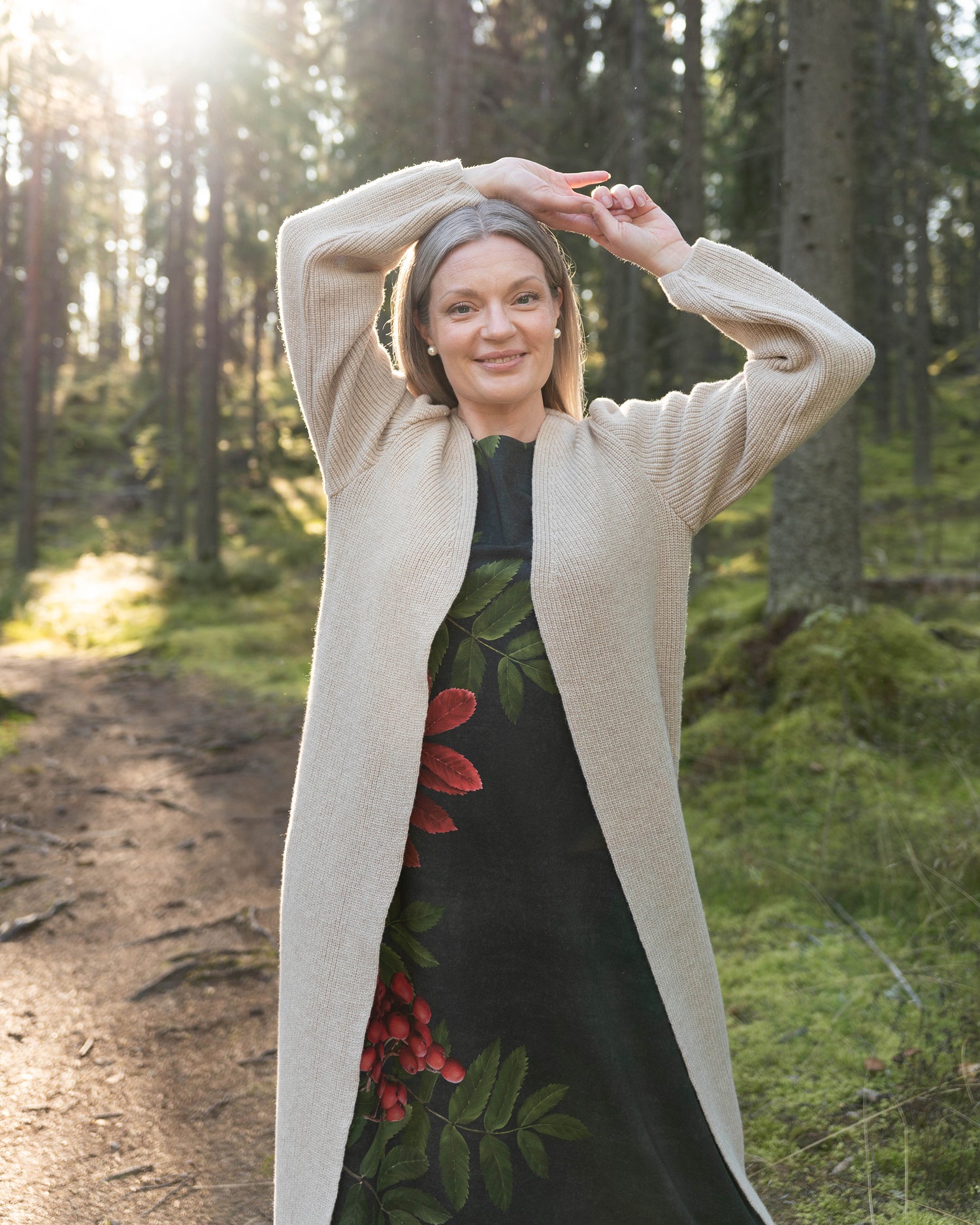 MAXI cardigan - merino wool, light sand