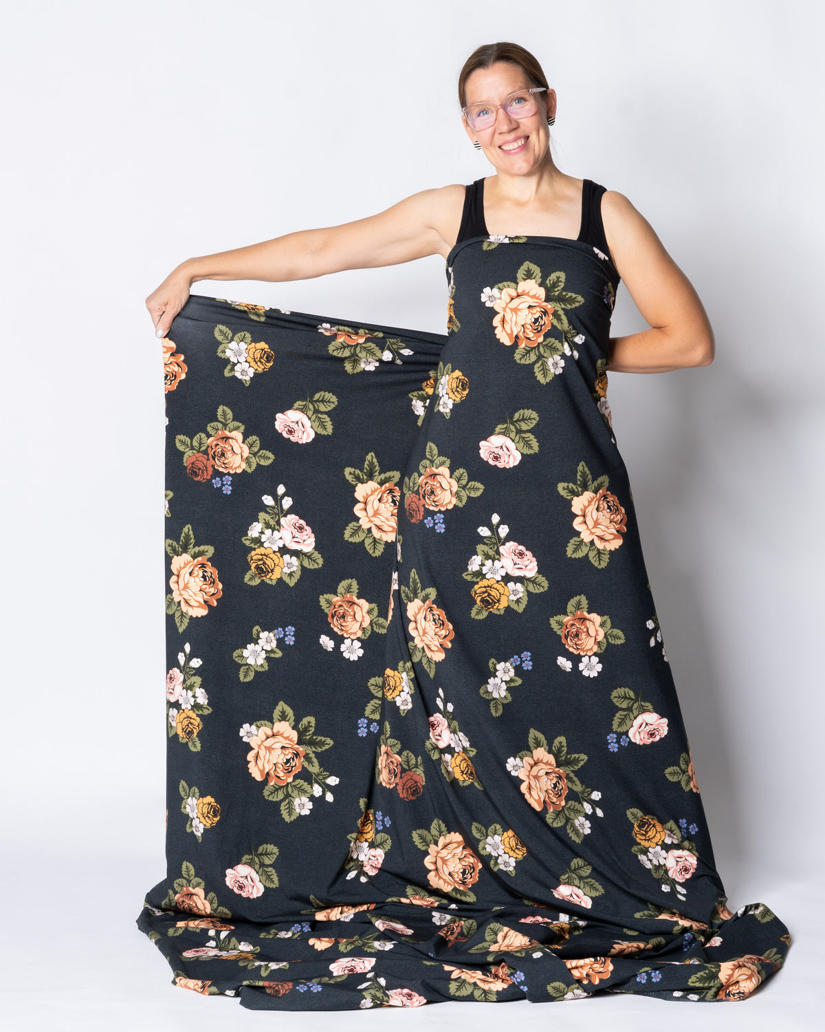 Jersey, Babushka roses - blue-grey