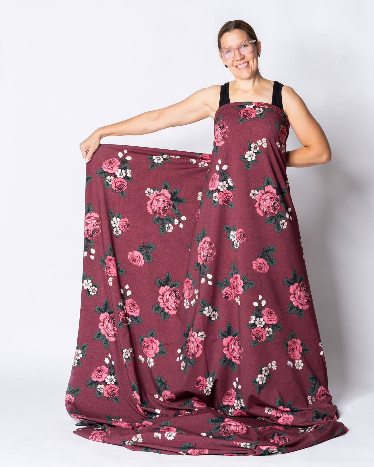 Jersey, Babushka roses - burgundy