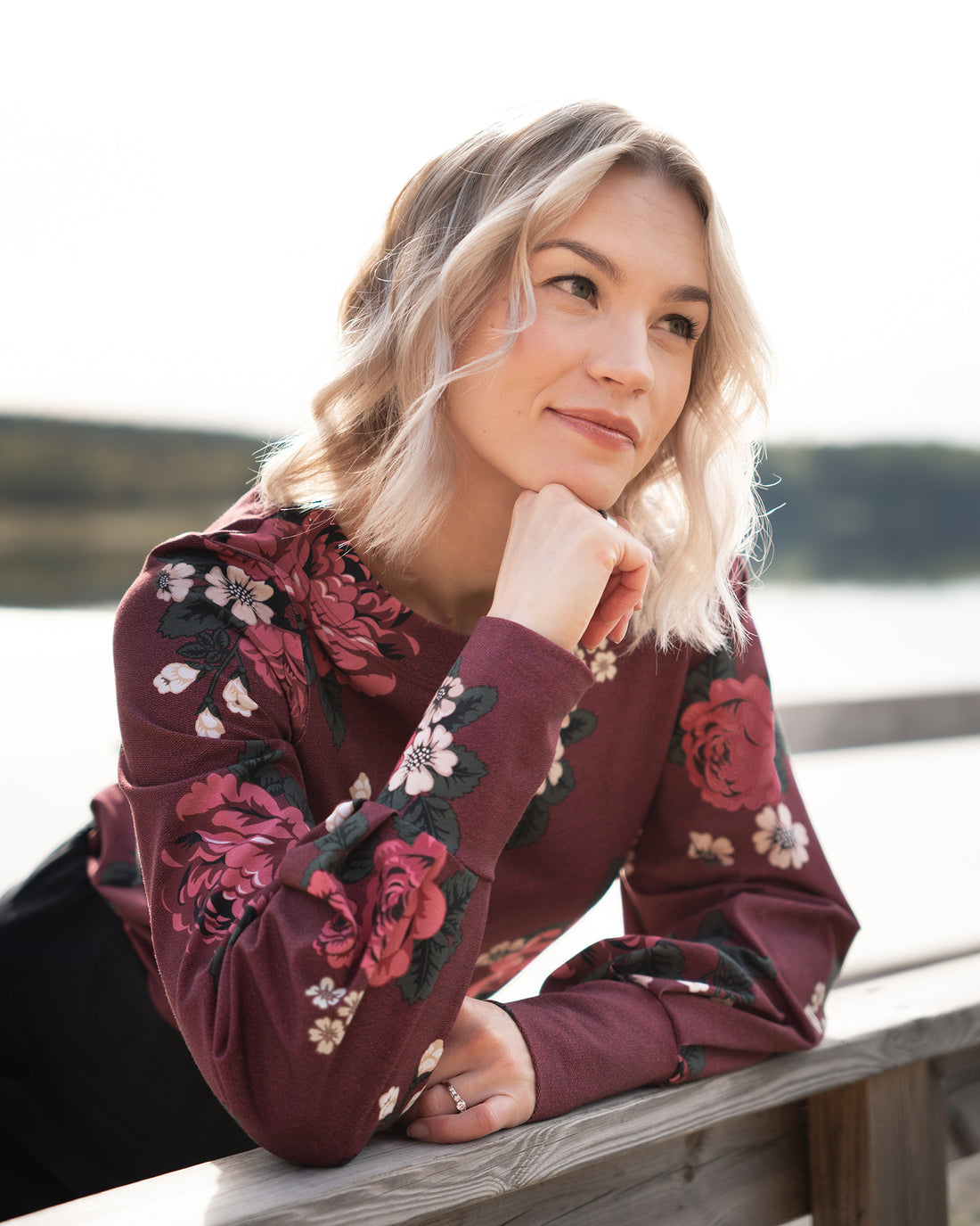 LASKOS shirt, Babushka Roses - burgundy