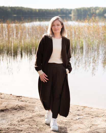 MAXI cardigan - merino wool, brown
