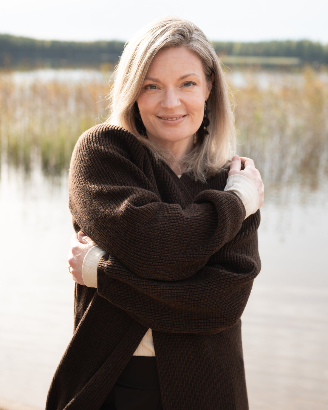 MAXI cardigan - merino wool, brown