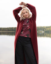MAXI cardigan - merino wool, wine