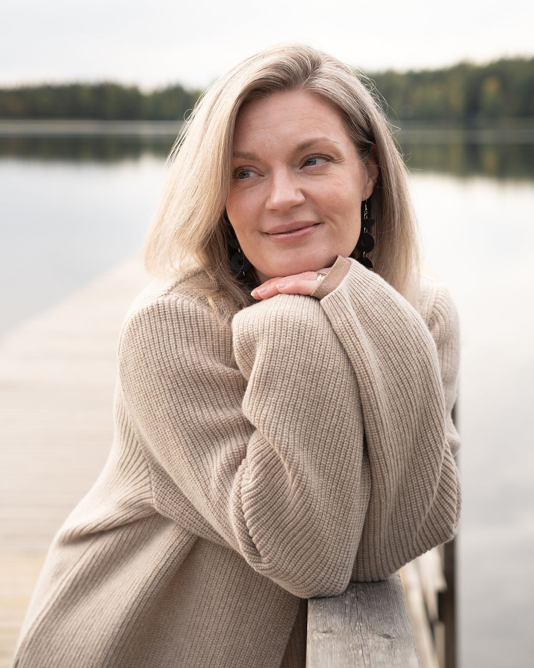 MAXI cardigan - merino wool, light sand
