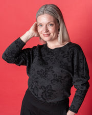 TYYLI sweater, Babushka Roses - grey/black