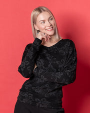 TYYLI sweater, Babushka Roses - black/grey
