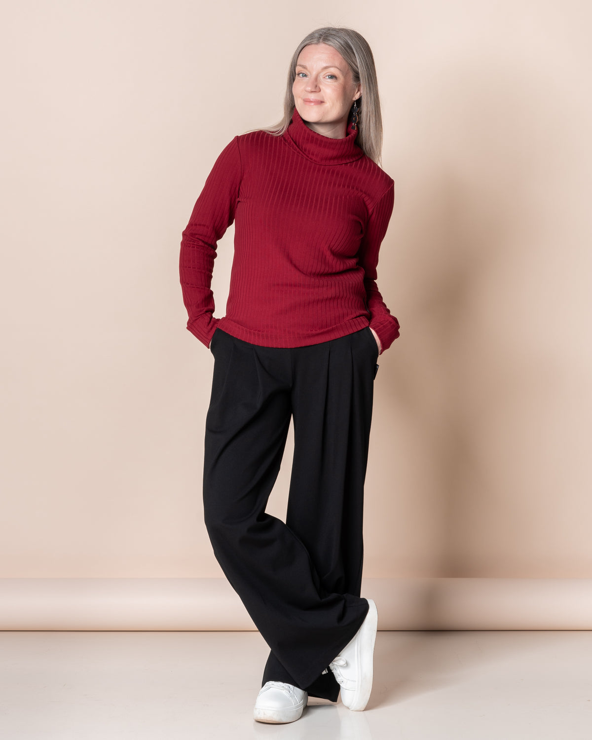 RIBBI polo shirt, burgundy