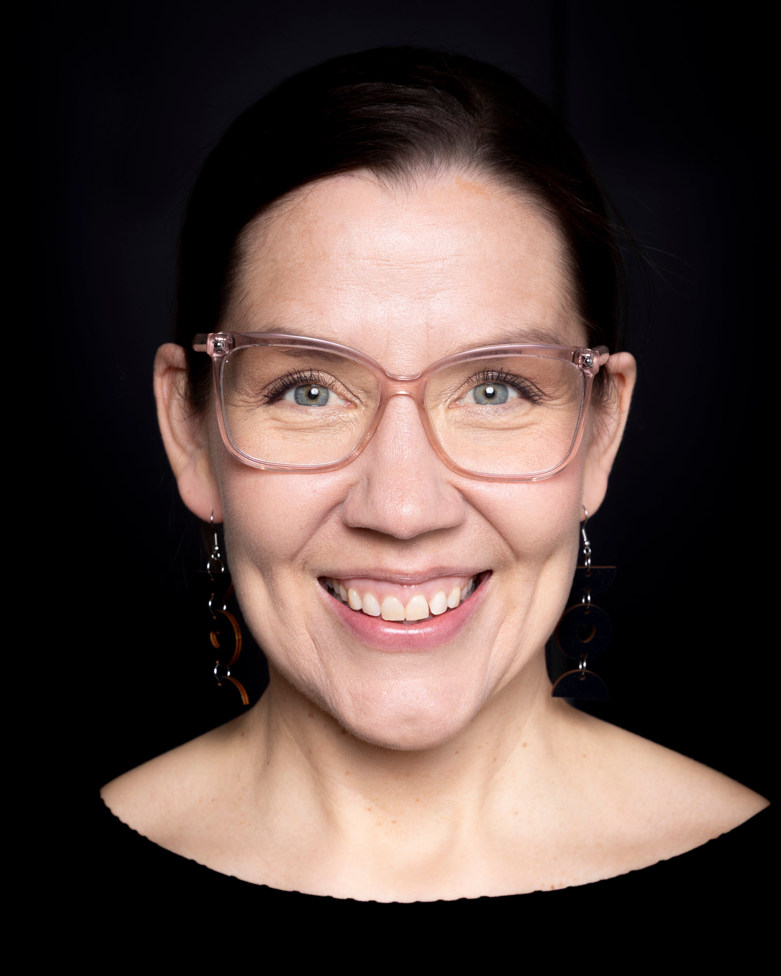 Earrings, Sydän - black hanging, hook