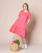 WHOOPS! FRILLA dress - short, coral - 3XL