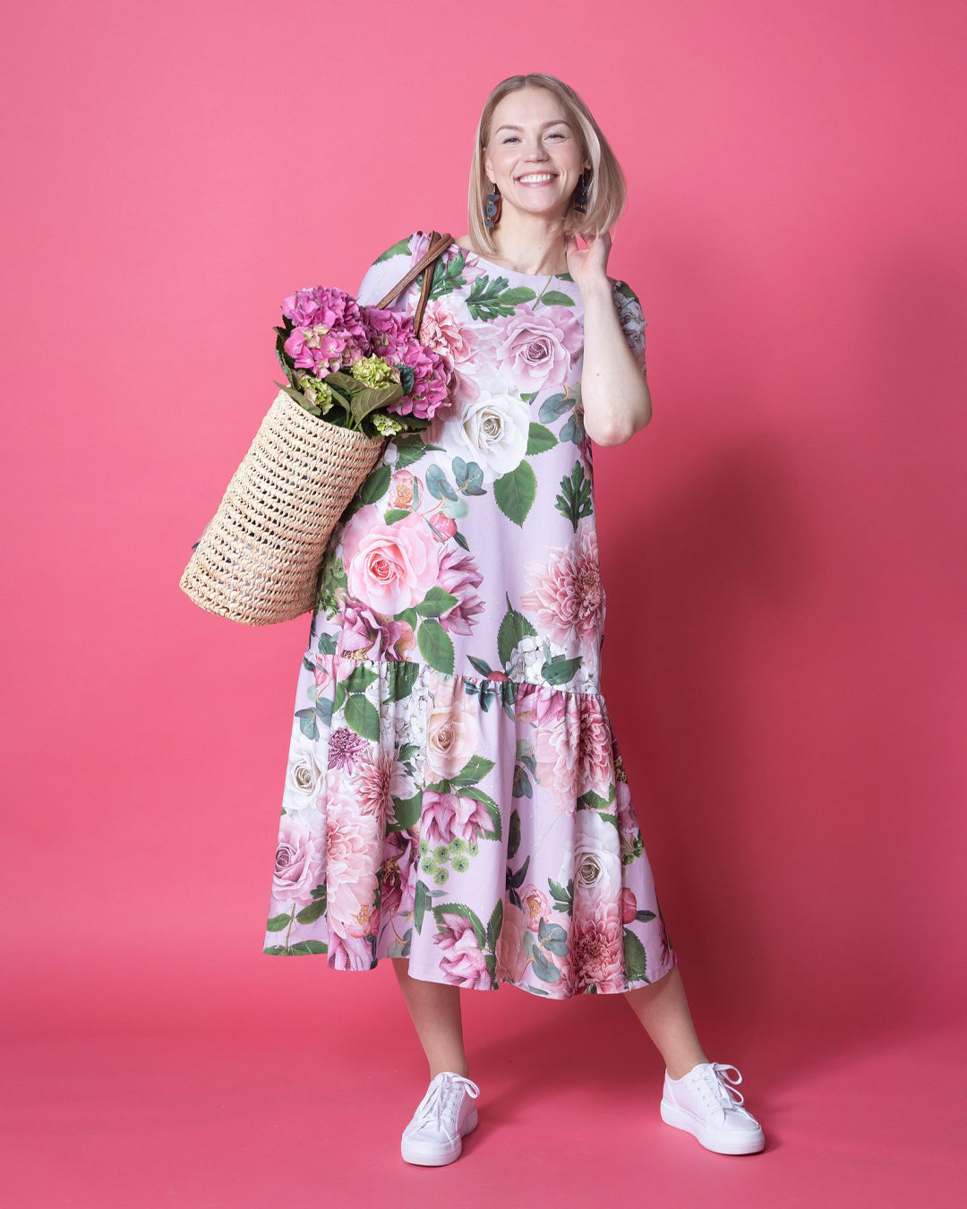 WHOOPS! FRILLA dress, Kukkakimppu - light lavender - S