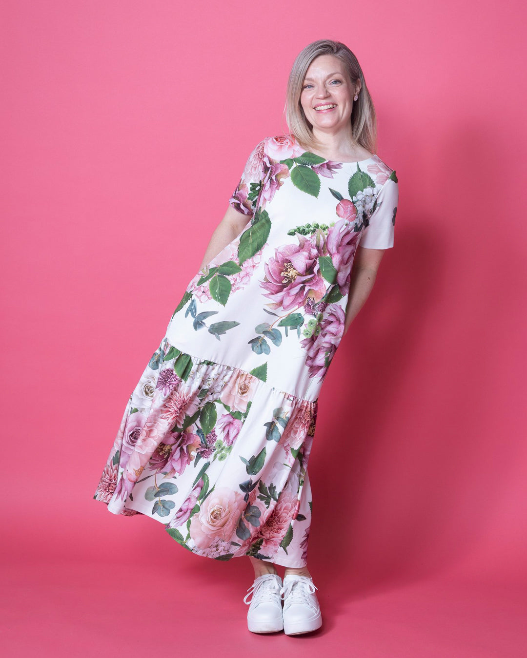 FRILLA dress, Kukkakimppu - white