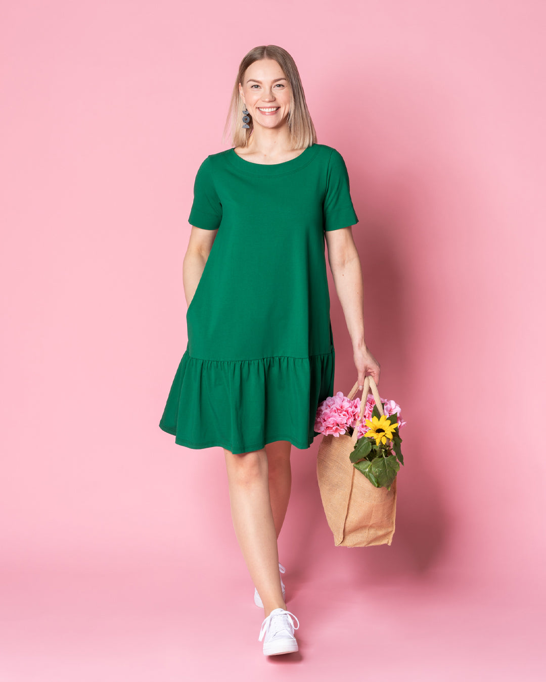 FRILLA dress - short, green