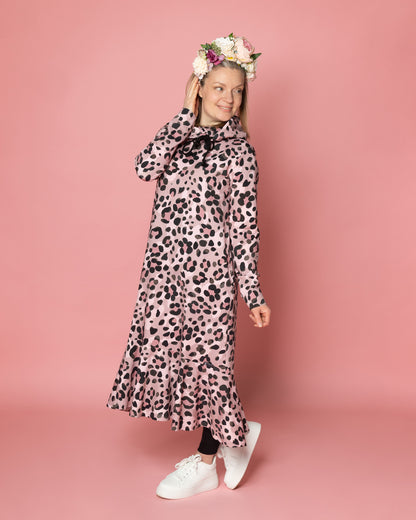 HULMU hoodie, Kukkaleopardi - light pink