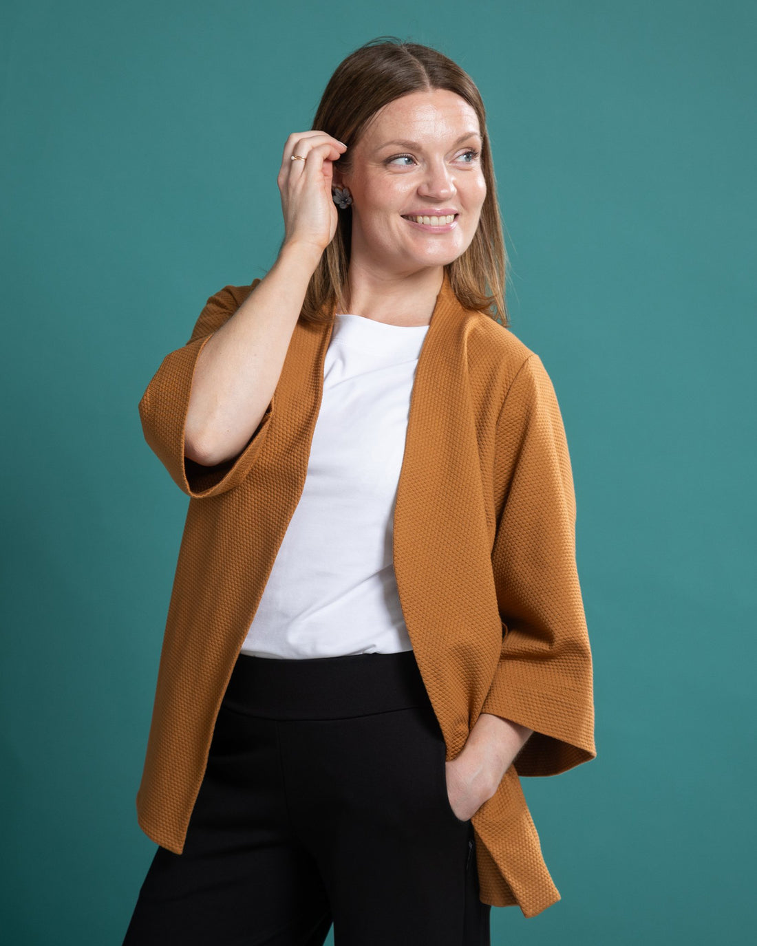 KIMONO jacket, cognac