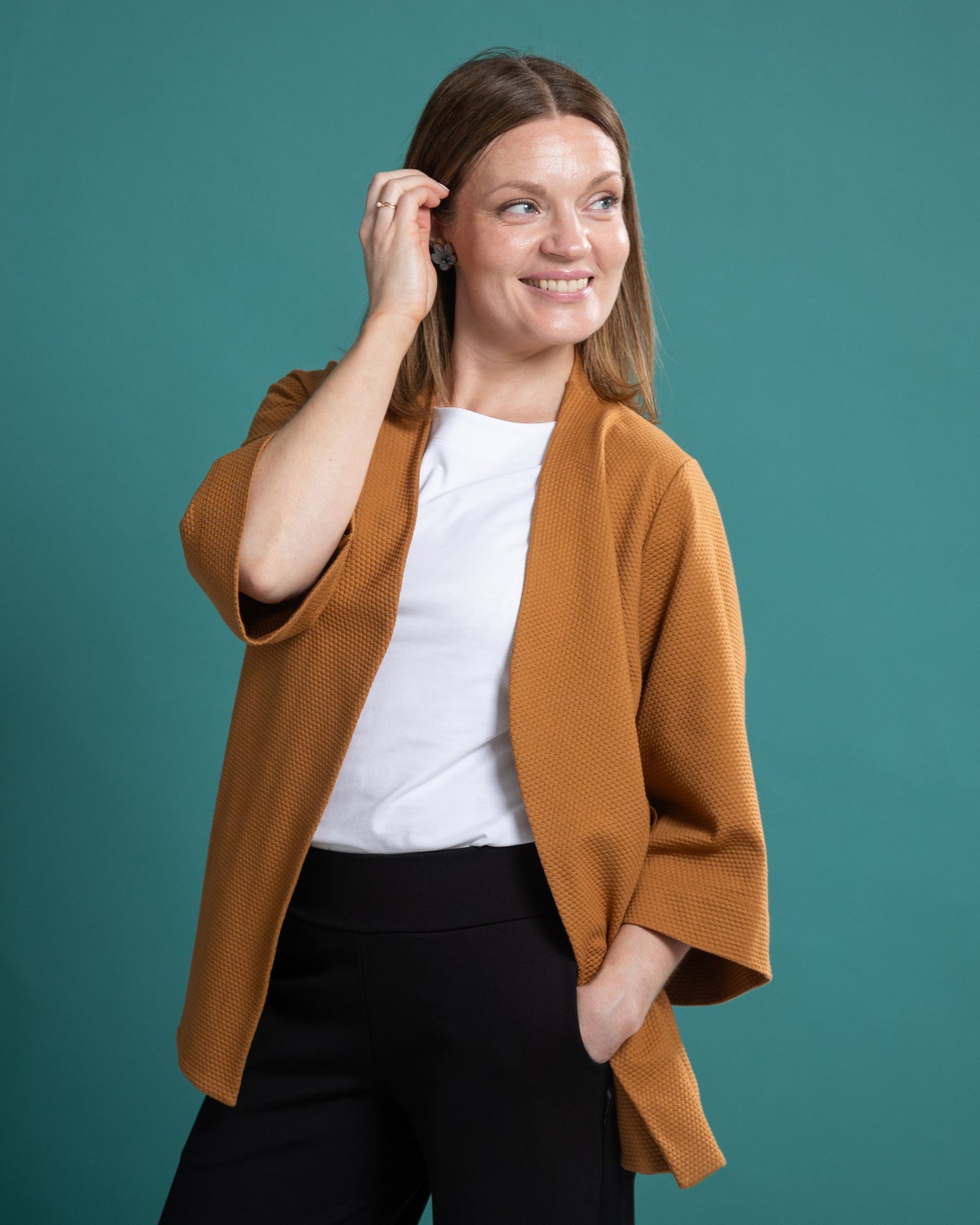 KIMONO jacket, cognac