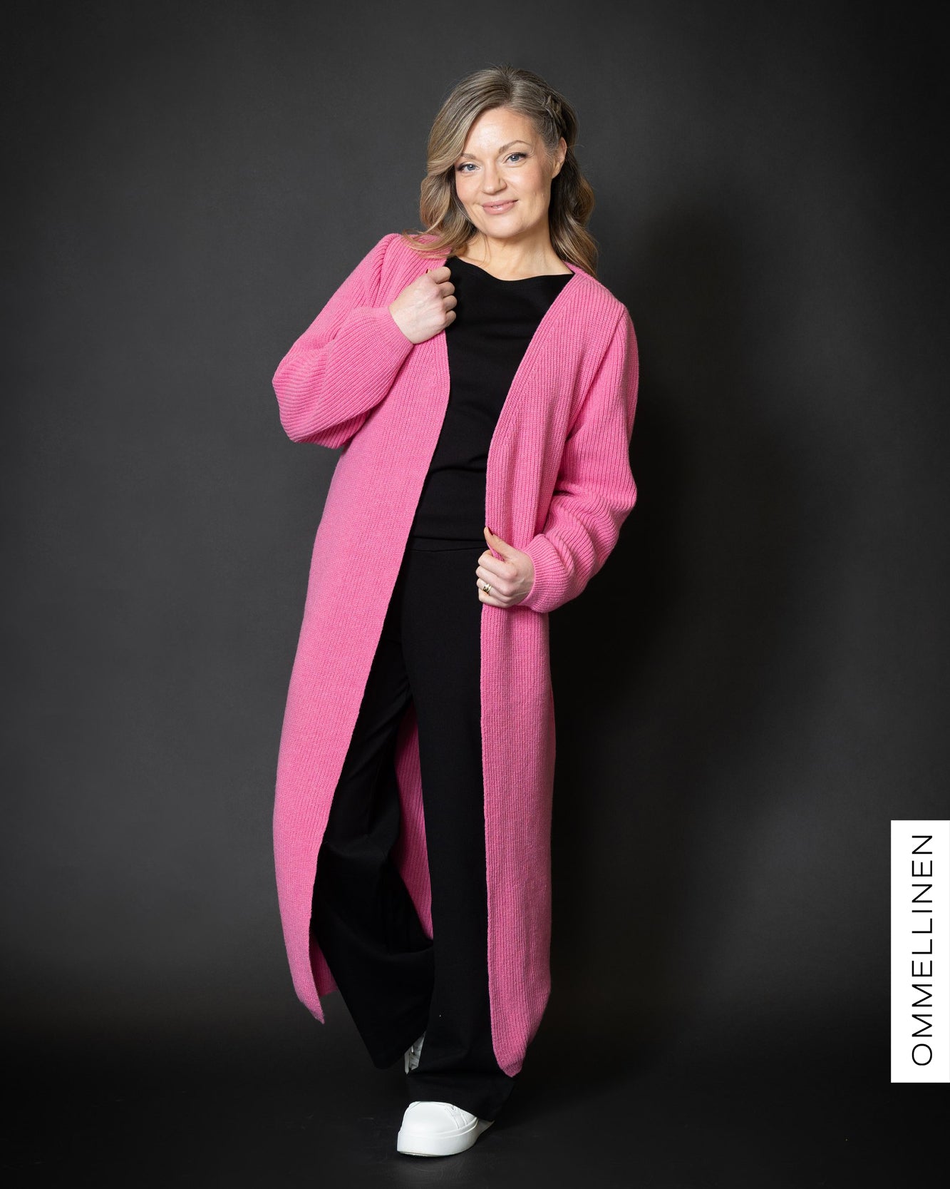 MAXI cardigan - merino wool, rasberry