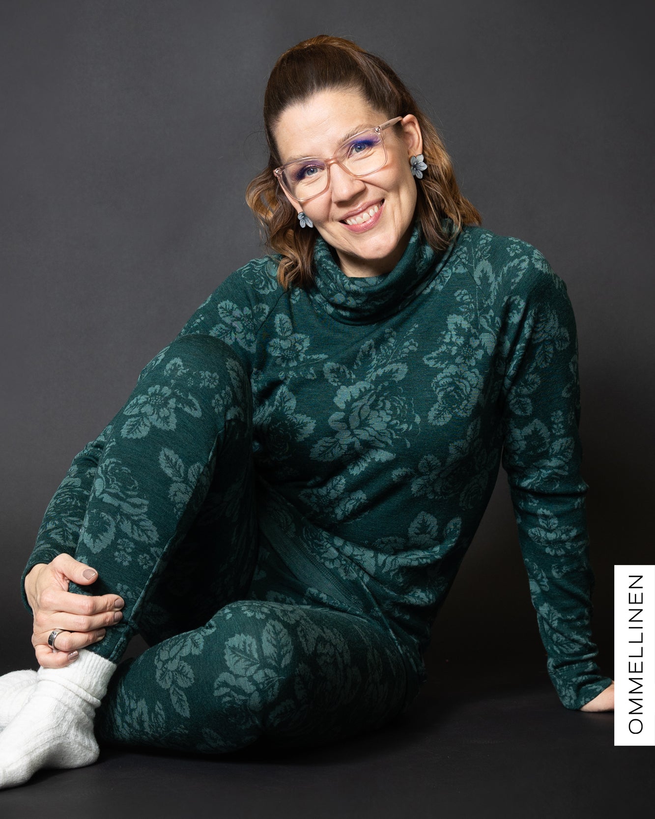 MERINO polo, Babushka Roses - green