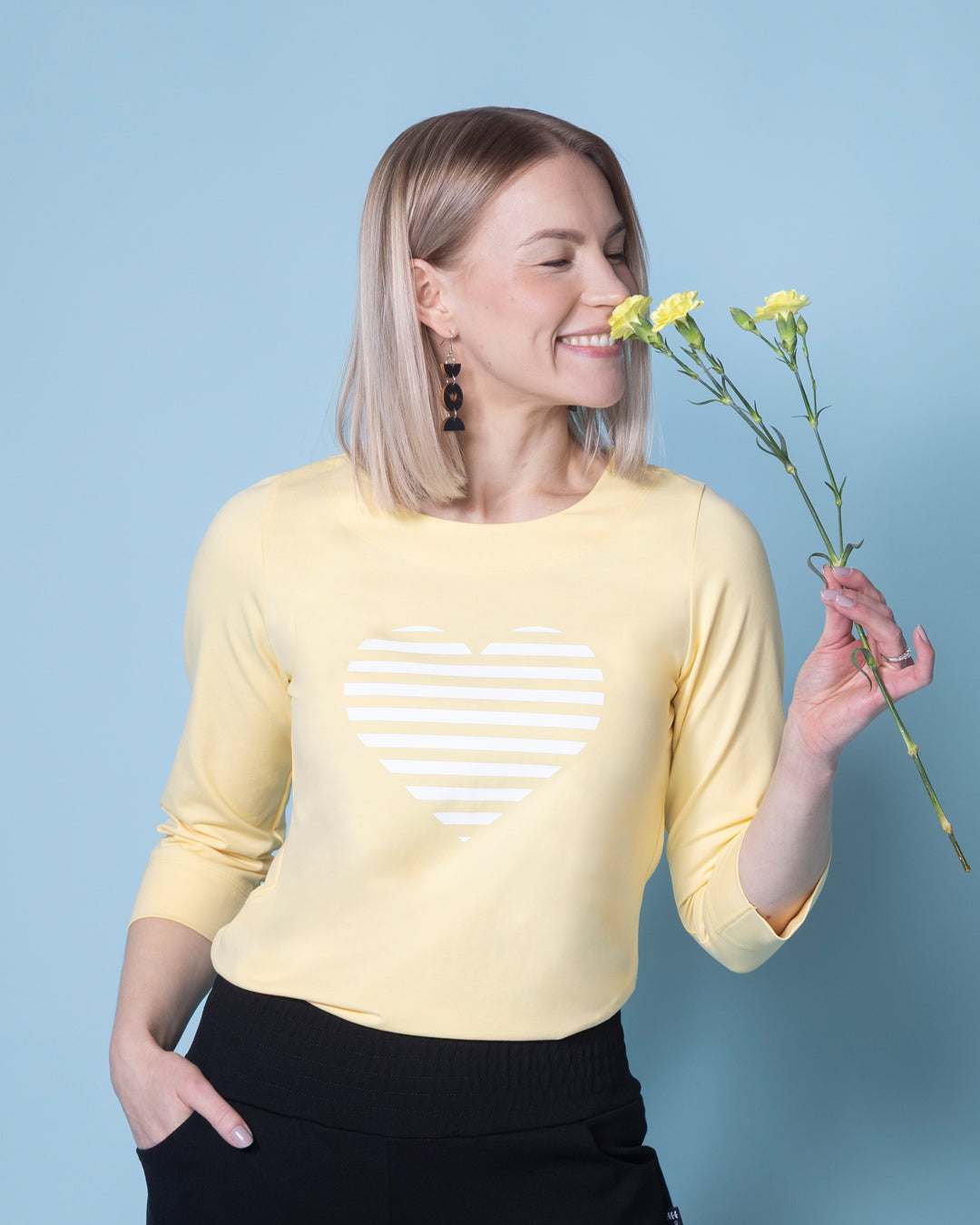MIELI shirt, heart - light yellow
