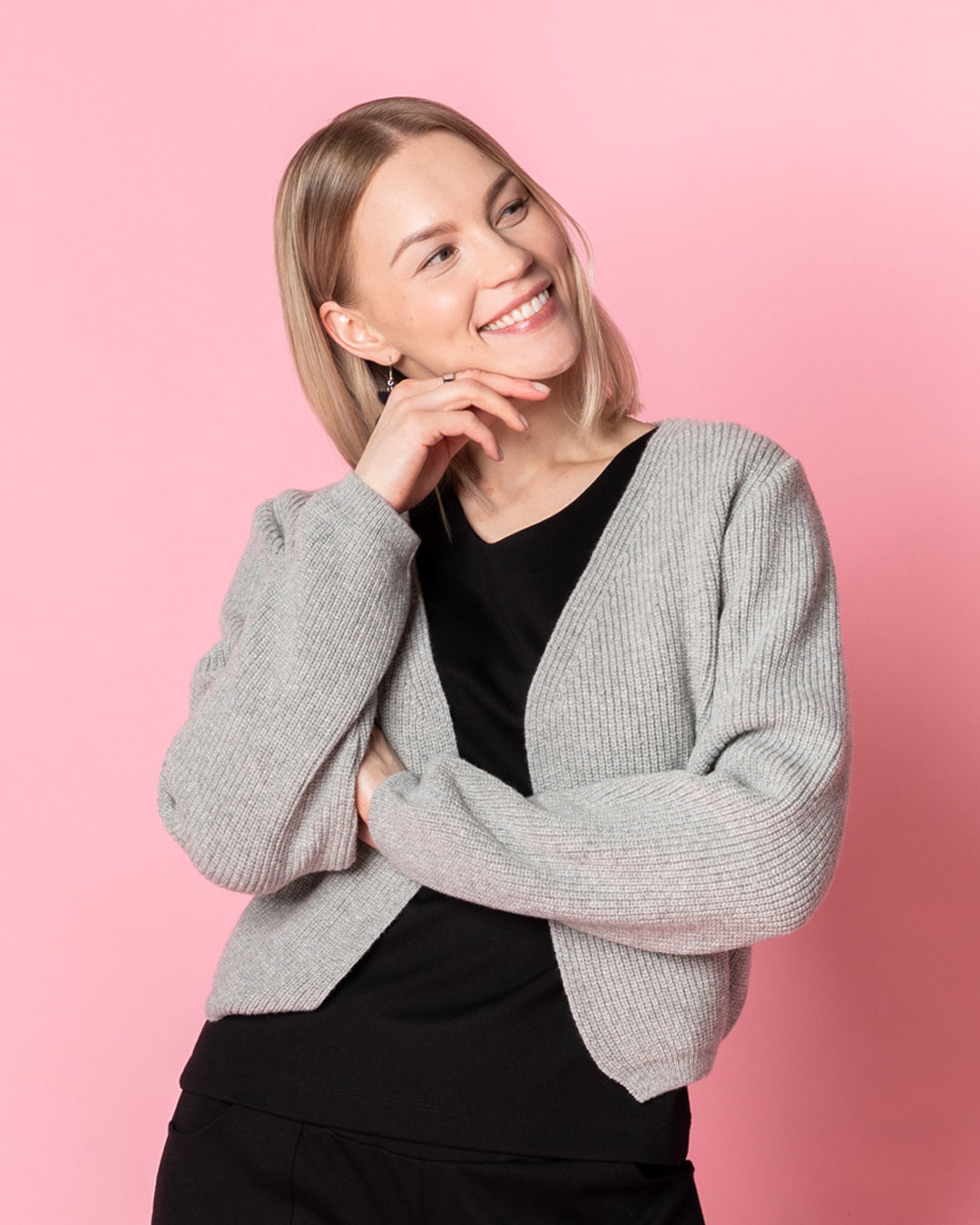 NEULE cardigan - merino, light grey