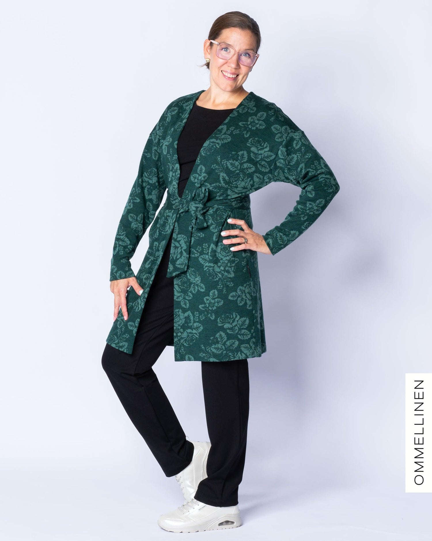 DIAMOND cardigan, Babushka Roses - green/green