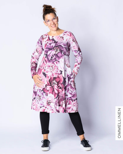 DRESS tunic, Babushka Roses - amethyst