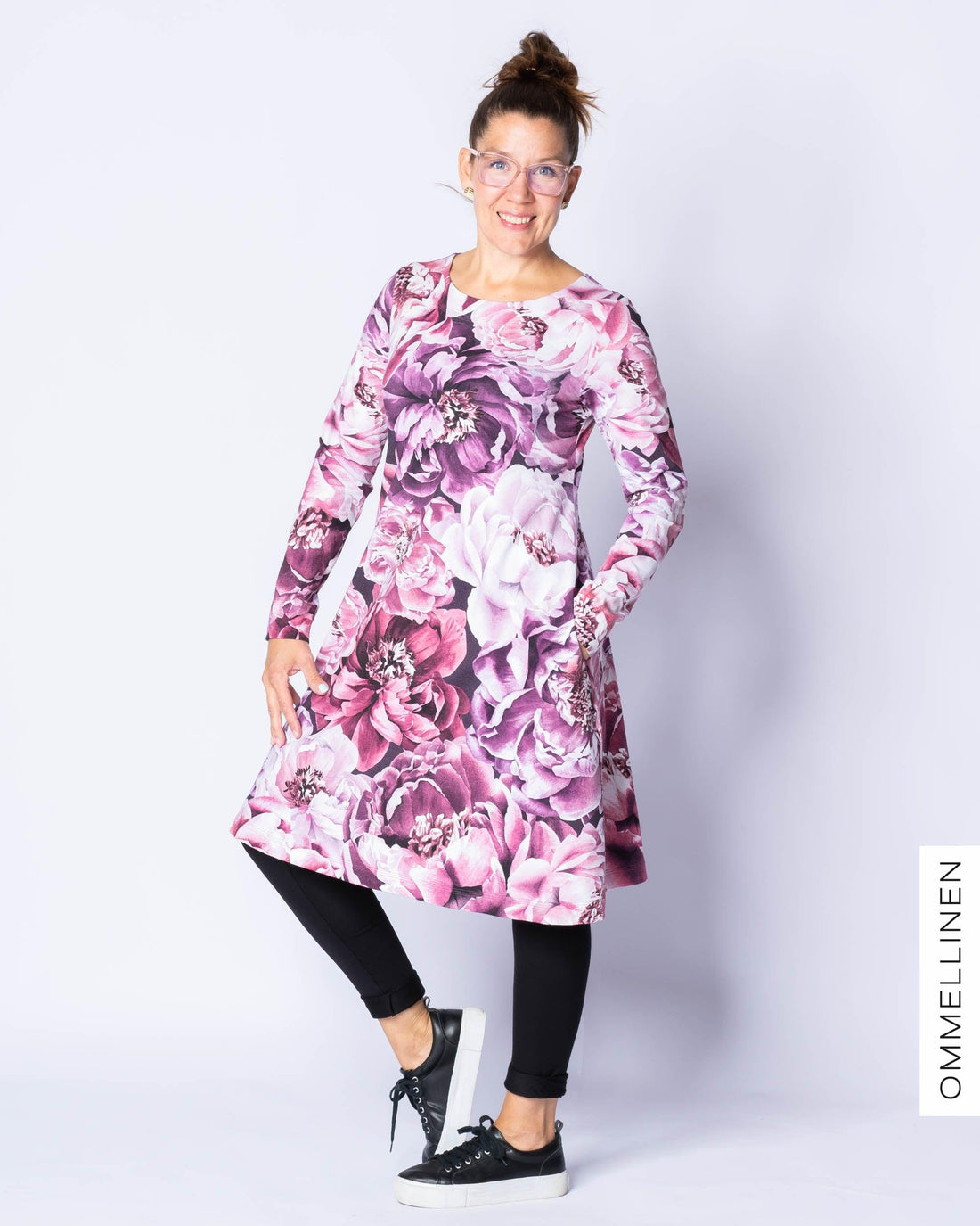 DRESS tunic, Babushka Roses - amethyst