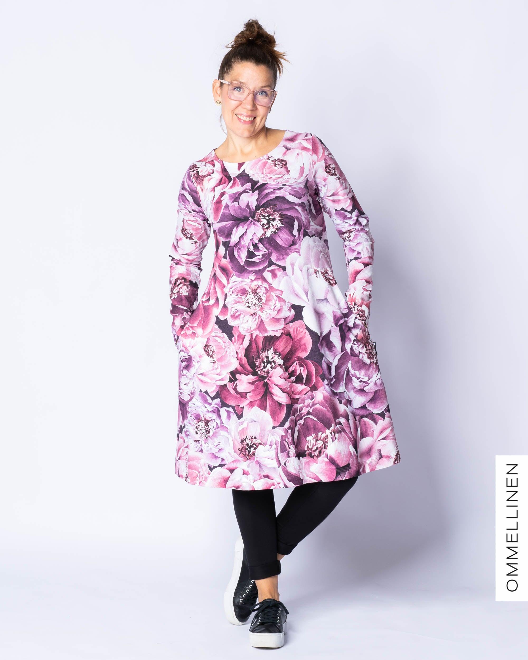 DRESS tunic, Babushka Roses - amethyst