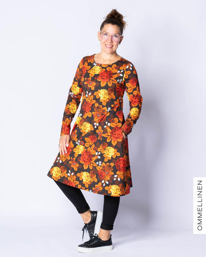 WHOOPS! DRESS tunic, Babushka Roses - autumn - S