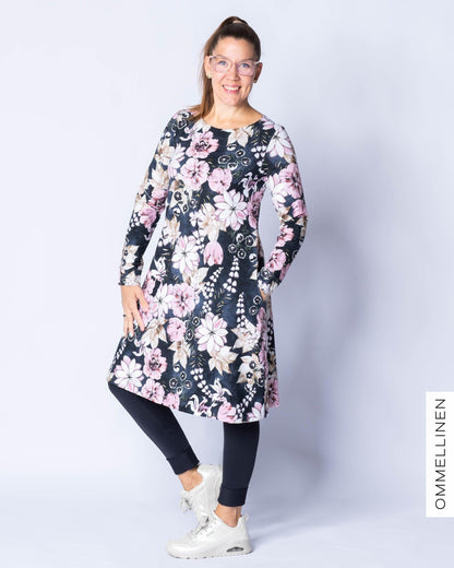 DRESS tunic, Tulppaanien tanssi - blue/rose