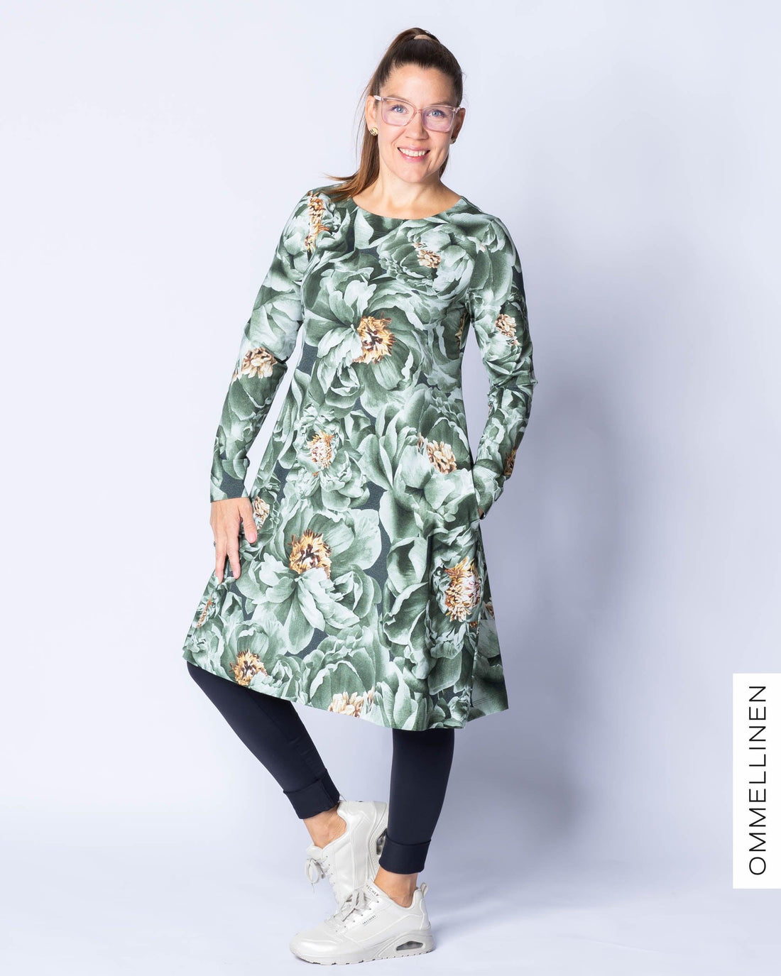 DRESS tunic, Babushka Roses - green