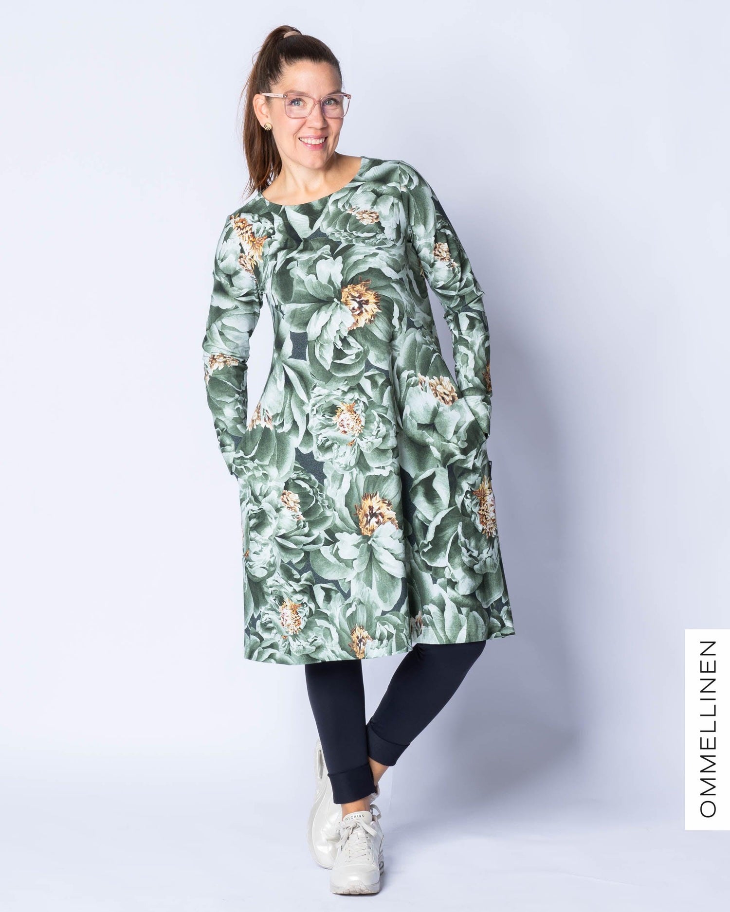 DRESS tunic, Babushka Roses - green