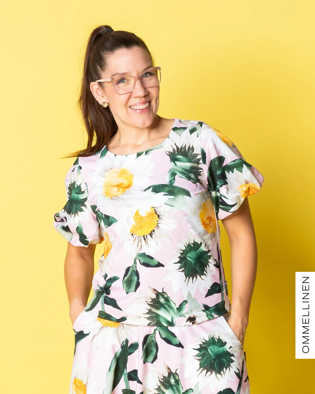 PUFFI t-shirt, Auringonkukka - light pink