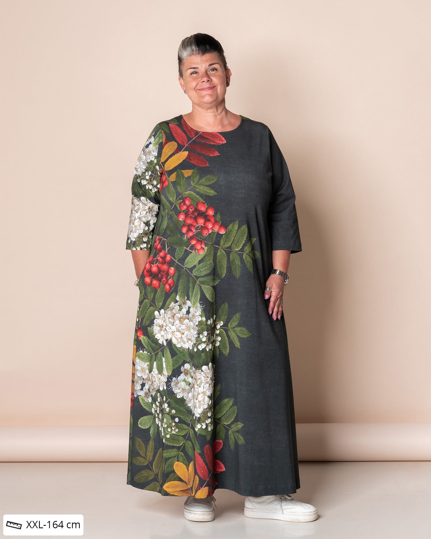 WHOOPS! UNELMA dress, Giant pihlaja - grey - 4XL