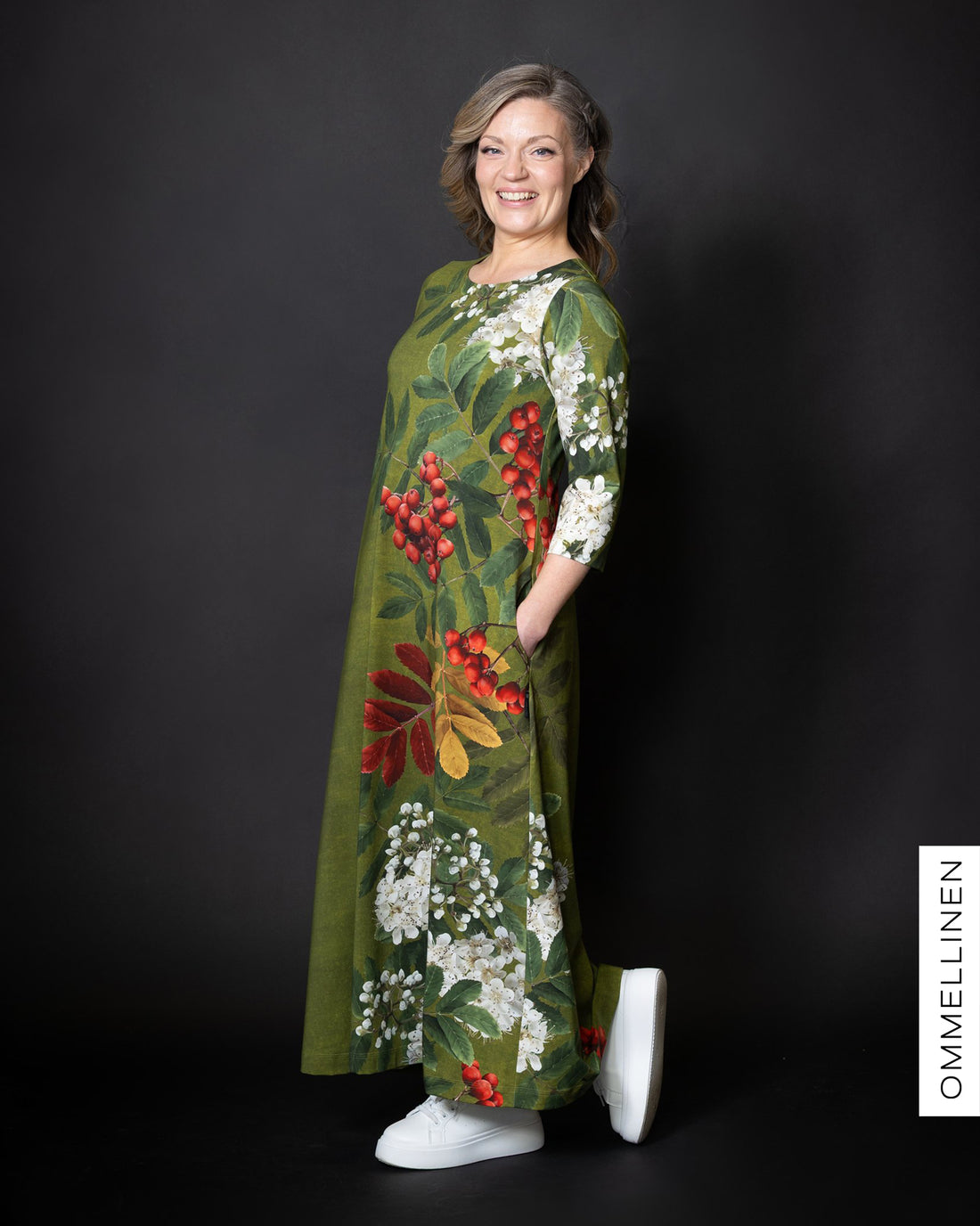 UNELMA dress, Giant pihlaja - green