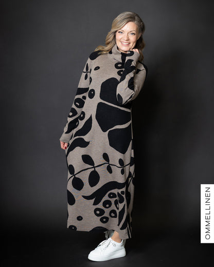 WOOL dress, Kaunotar - hazelnut/black