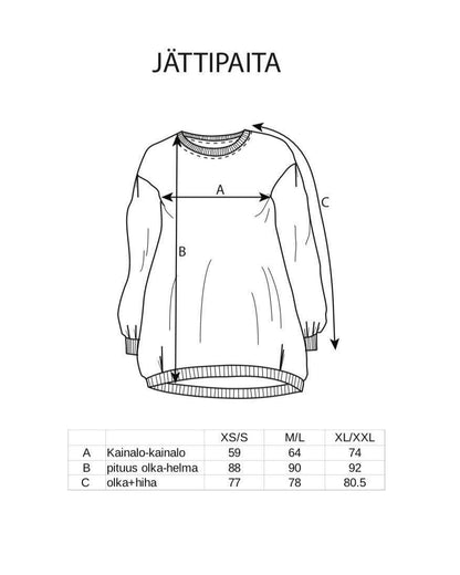 Merinovillainen Jättipaita, Babushka Roses - harmaa/roosa/vihreä - Ommellinen