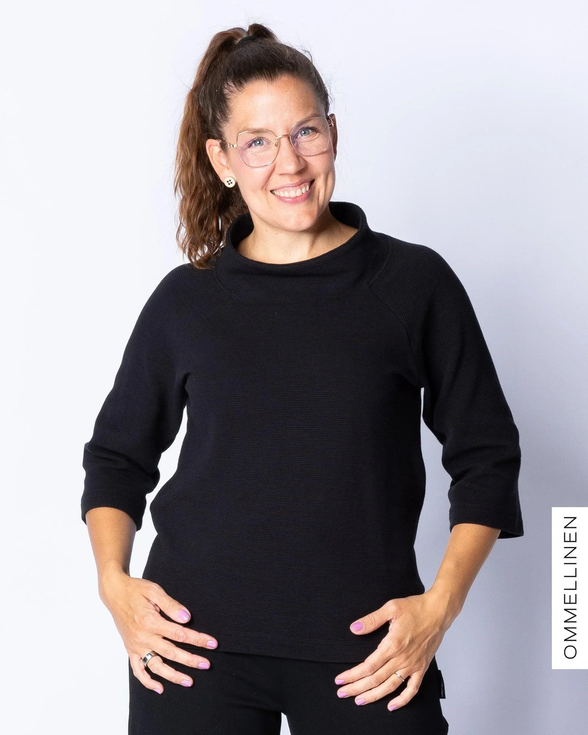 Ottoman - cotton knit - PRE-CUT, black