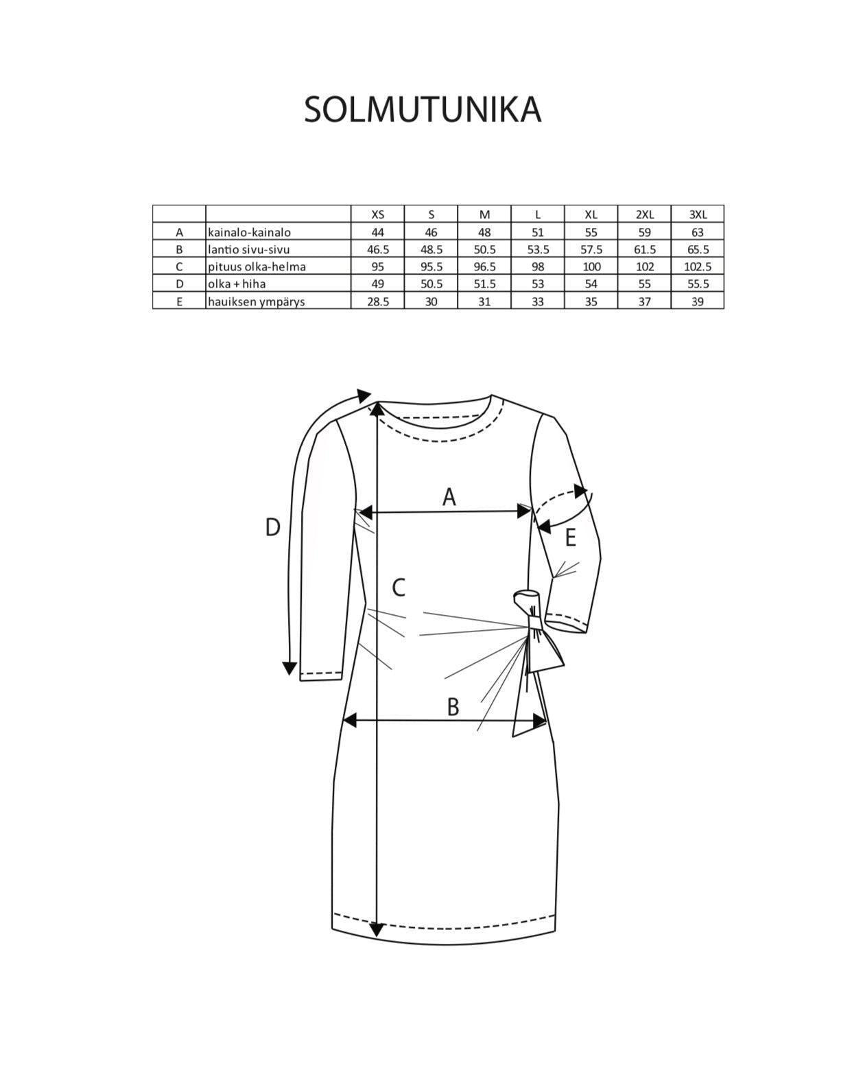 Solmutunika, Niitty - musta/roosa - Ommellinen